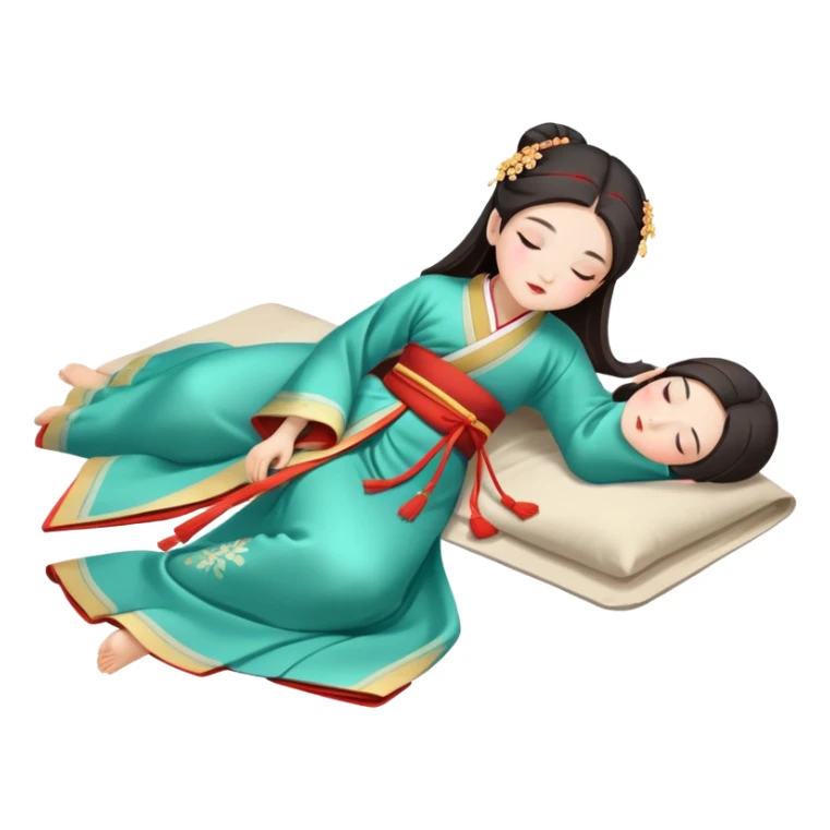 Beautiful girl in Hanfu lying on the ground sleeping sticker