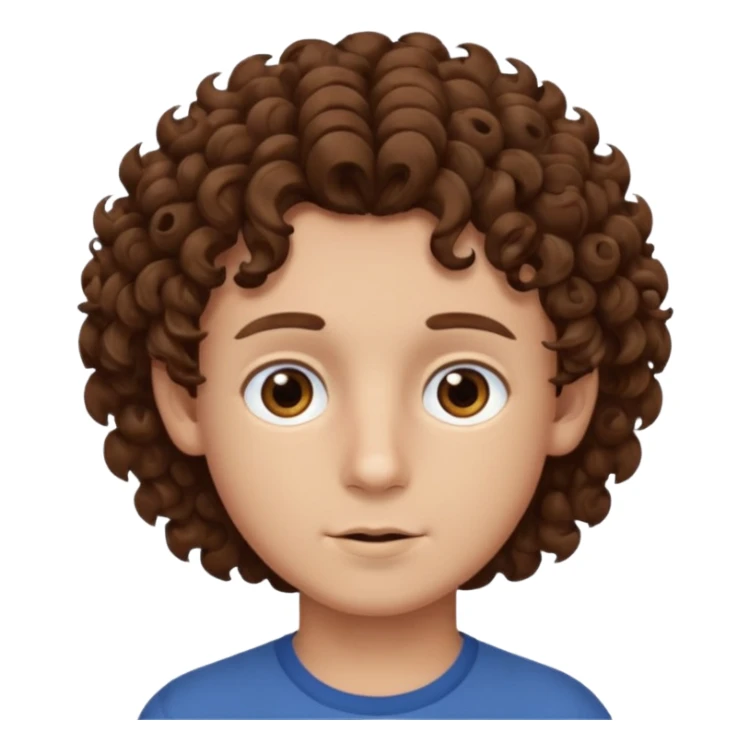 boy,  brown hair, curly hair, brown eyes,  skin, sticker