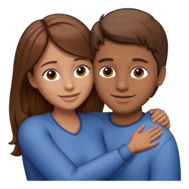 couple hug brown hair sticker