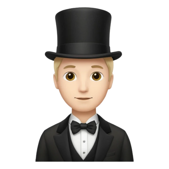 Classic 1800s man in formal attire and top hat, standing sticker