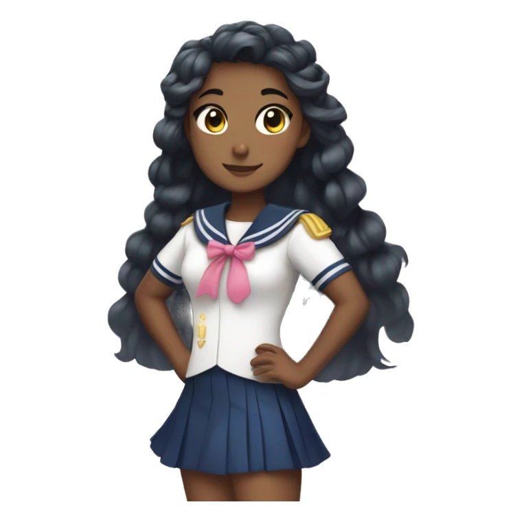 magical girl in sailor uniform olive skin sticker
