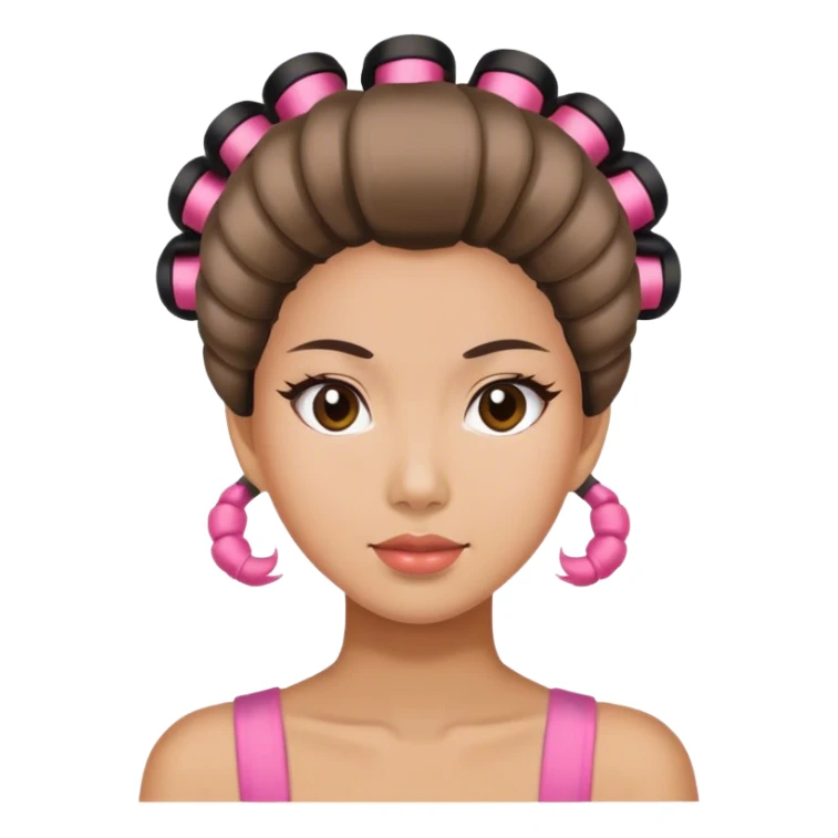 asian girl with hair roller sticker