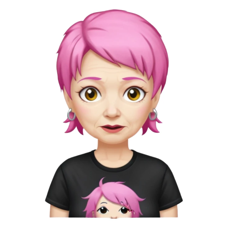 pink haired metalhead grandma sticker