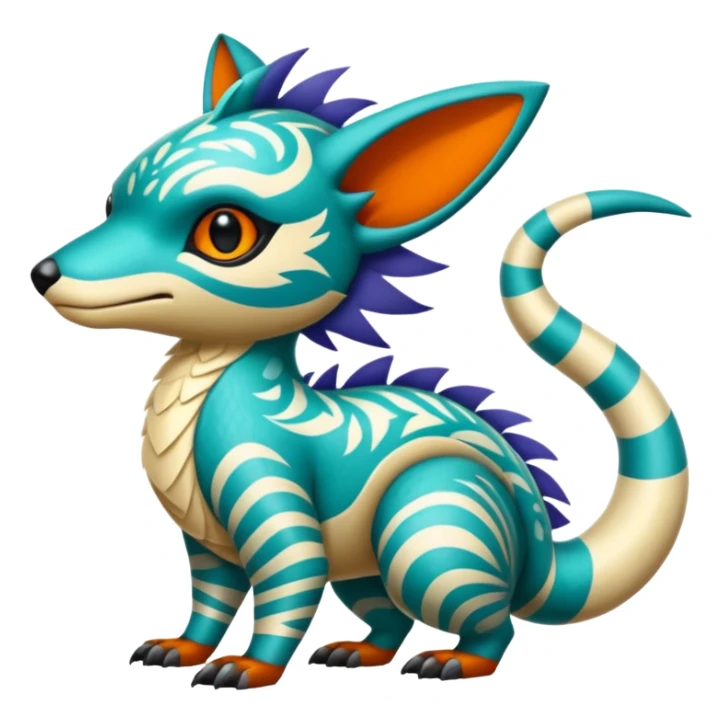  Patterned stitched exotic tropical cyber-Sleuth-Loyd-Garmaddon-Litten-Linoone-Noibat-Fakémon-Pokémon-Vernid-creature sticker