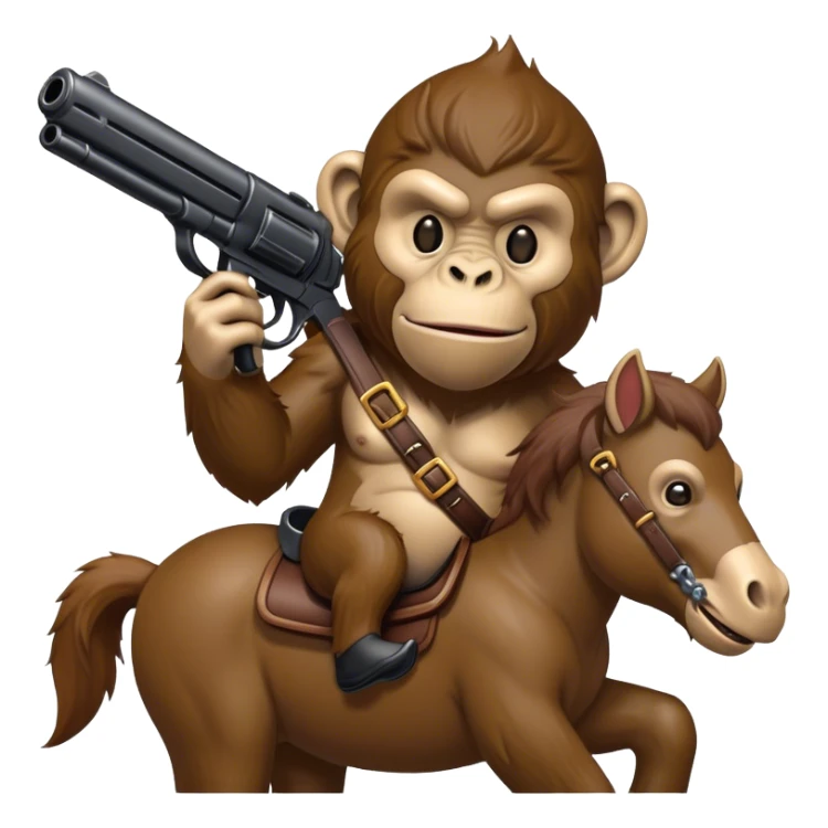 Grim ape on a horse with toy gun sticker