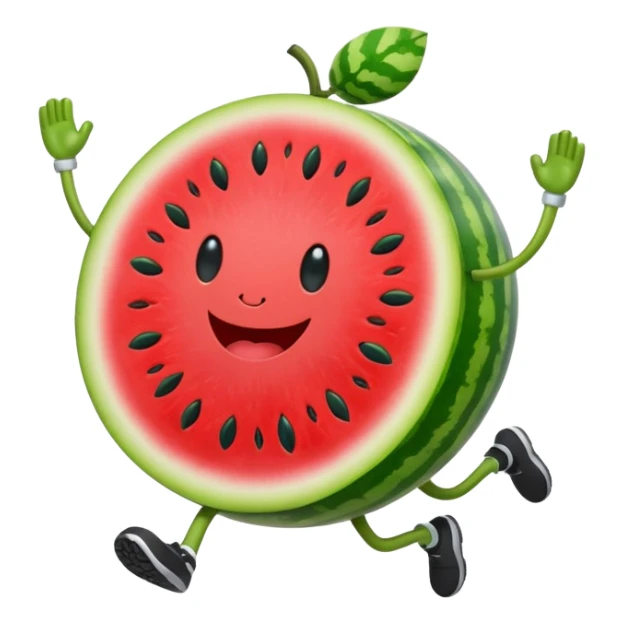 Running Watermelon fruit with arms and legs  sticker
