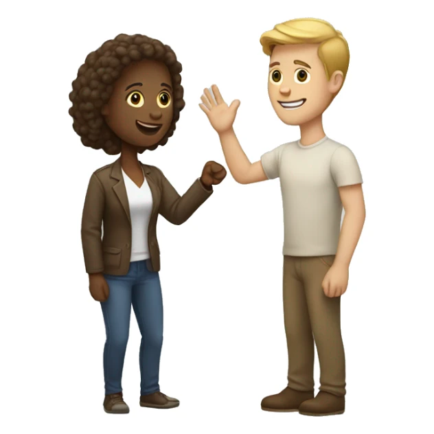 White man high-fiving a woman with light brown skin sticker