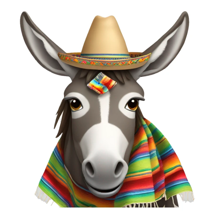 Donkey wearing a serape and sombrero  sticker