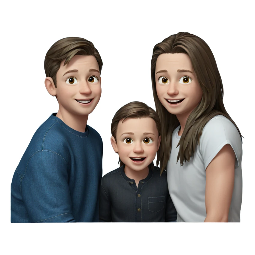 happy boys with long hair sticker