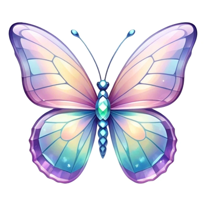 Pastel sparkly iridescent glass crystal butterfly sticker