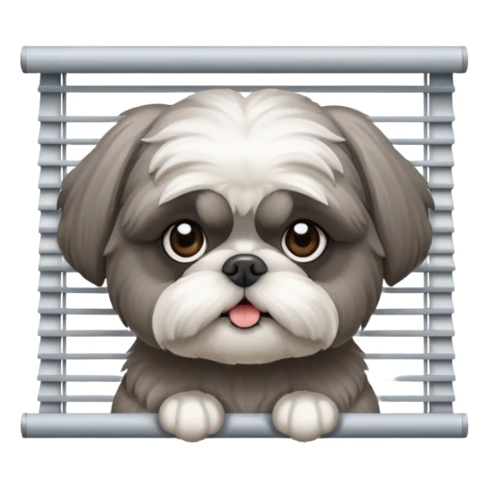 cute all grey shih tzu peeking through window blinds sticker