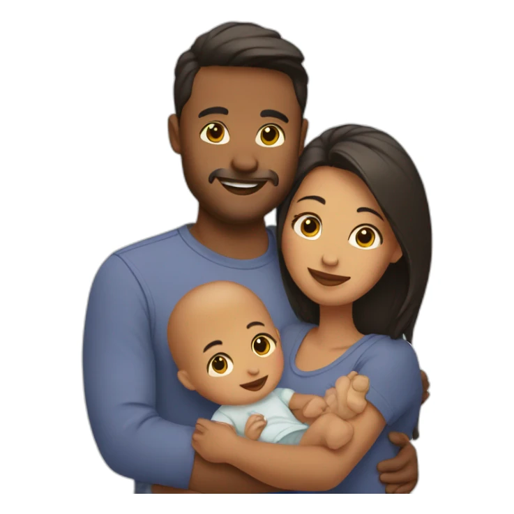Couple with baby sticker
