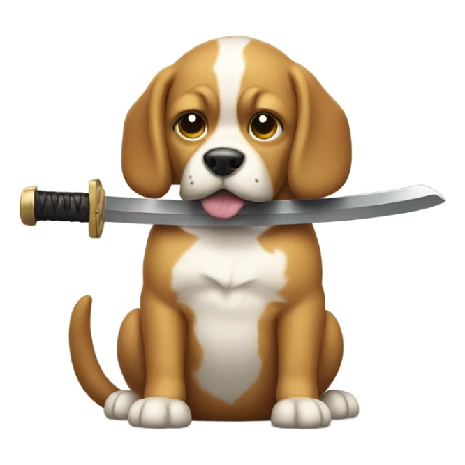 Dog with a katana and radio sticker