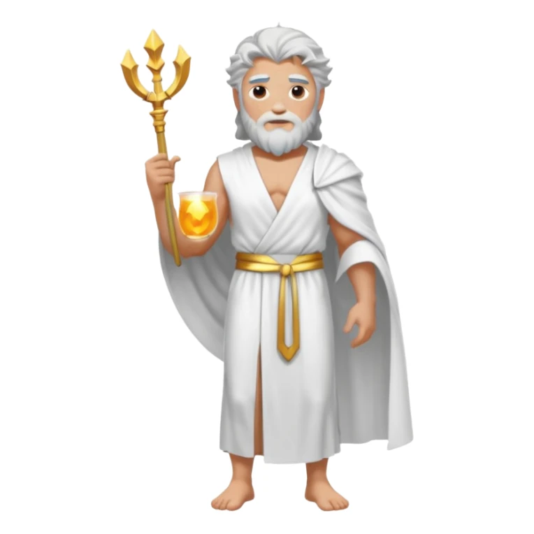 fullbody silverhair shirtless god ZEUS, white robe over shoulder, standing still sticker