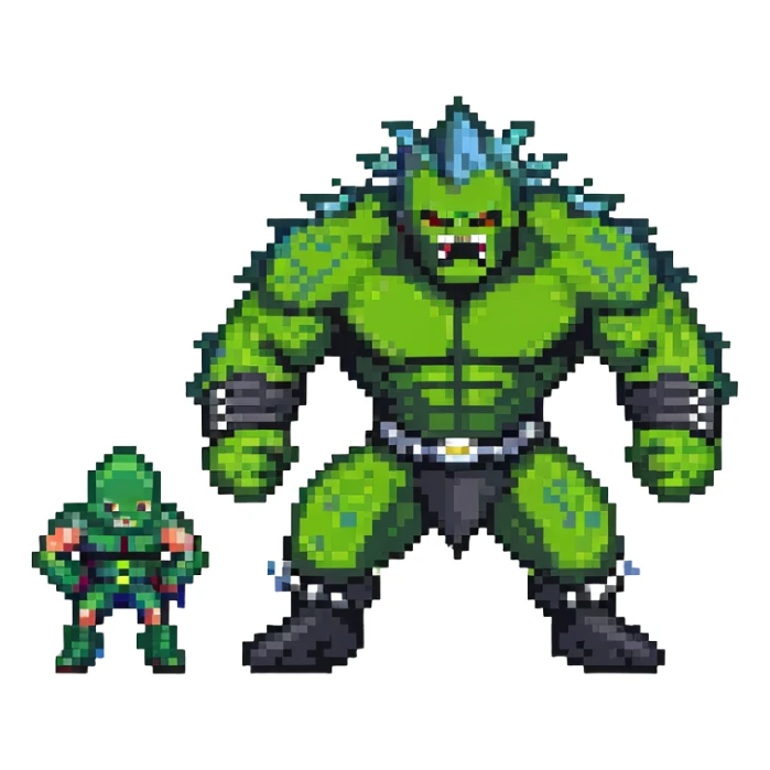 Hulk battling Abomination, muscular green hero versus spiky monster sticker