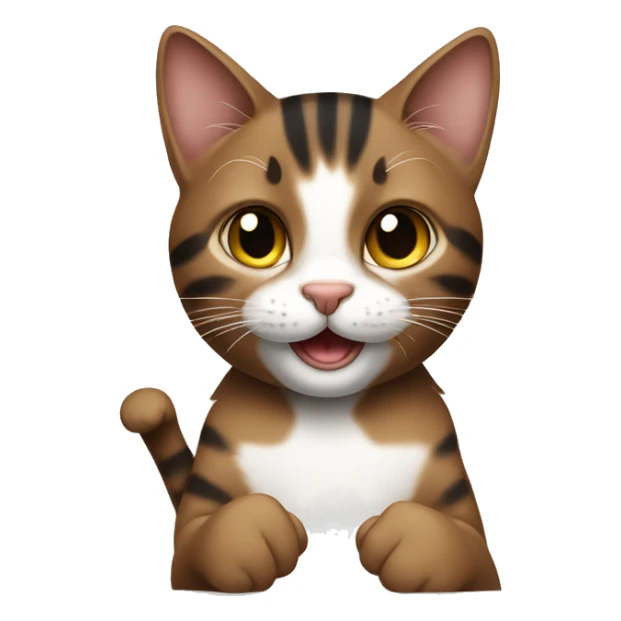brown black tabby cat showing thumbs up sticker