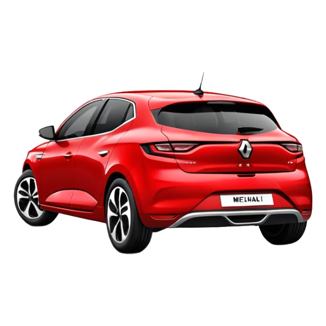 Renault Megane E-Tech electric car, rear view, red color with hatchback design sticker