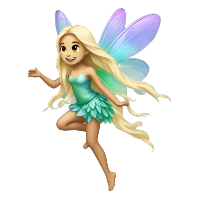 Iridescent fairy flying long hair blonde full body sticker