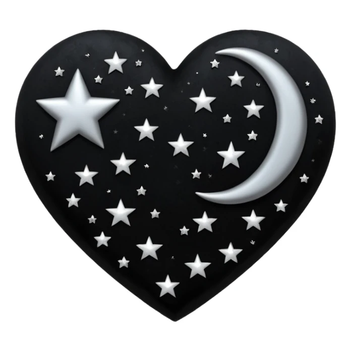 emo heart with crescent moon and silver stars sticker
