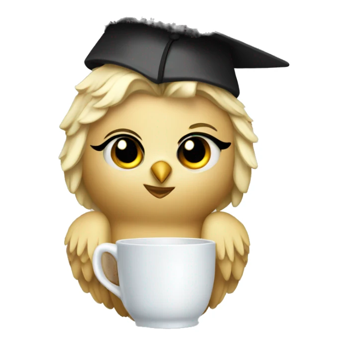 A blonde owl princess in a graduation cup sticker