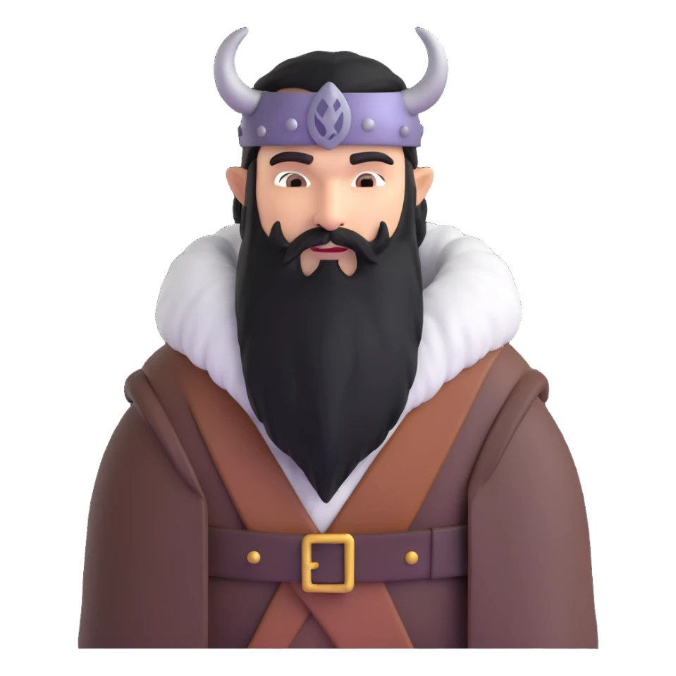 viking with black beard and fur coat sticker
