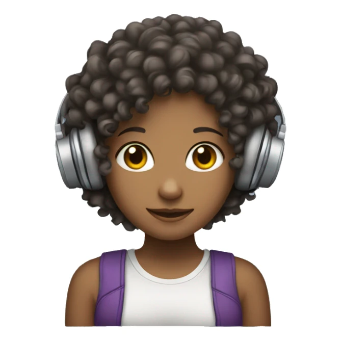 Curly haired girl with headphones on sticker