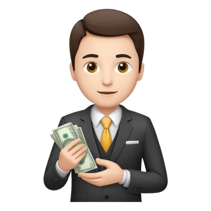 CEO with money in his hands donating to a hospital sticker