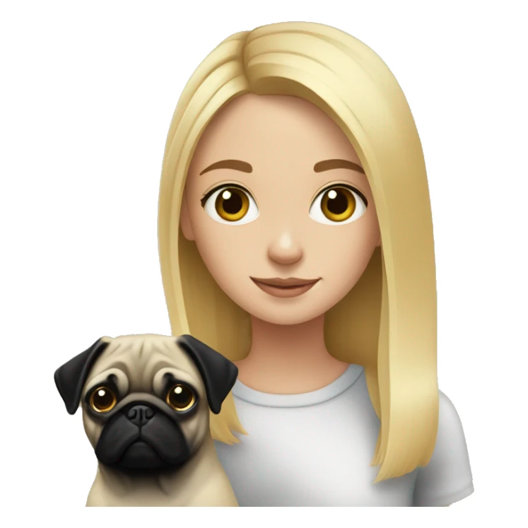 blonde girl with Black pug indoors sticker