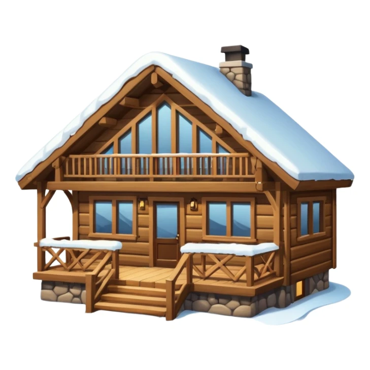 ski trip, cozy ski lodge with snow sticker