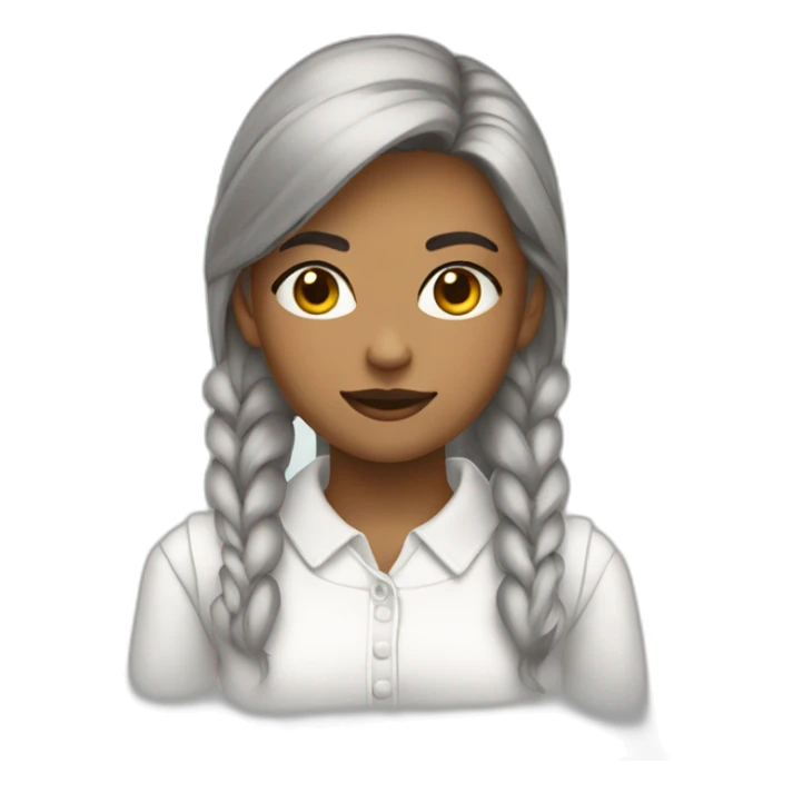 girl wearing a collared long sleeve white shirt under a white sweatervest sticker