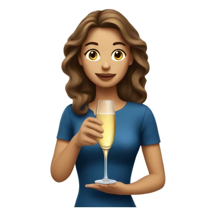 Long brown hair lady drinking champagne  sticker