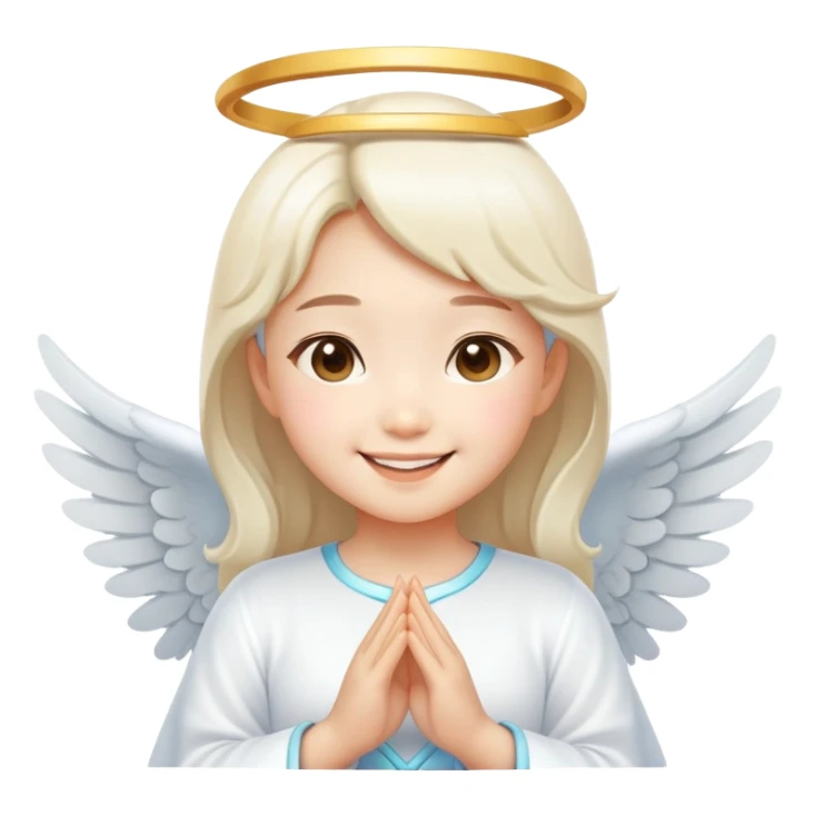 Cute Asian angel girl smiling sticker