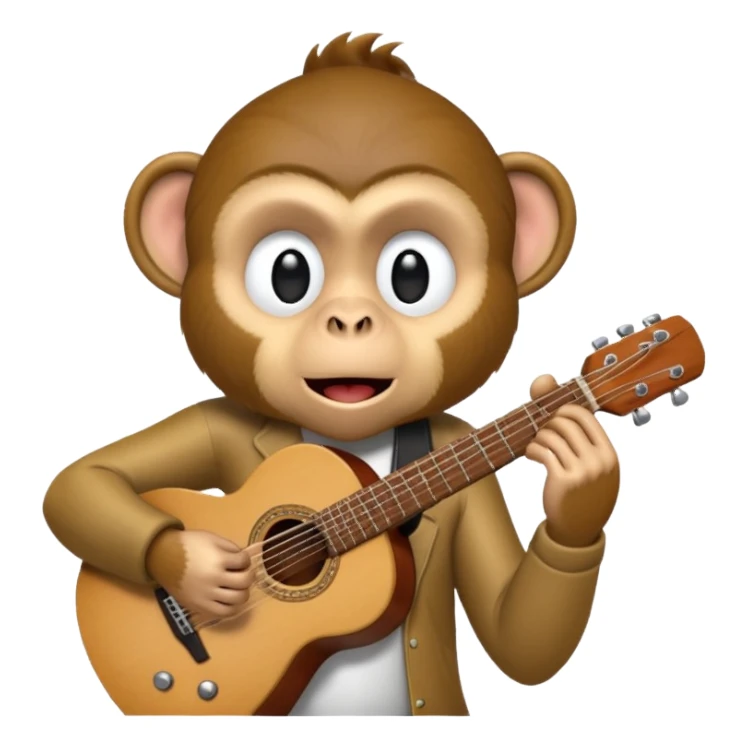 A monkey playing guitar, emotionally immersed in the music, portrait, bust up sticker