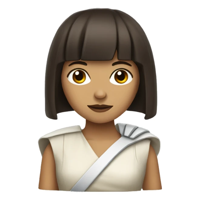 female starwars character with dark brown long hair and bangs sticker