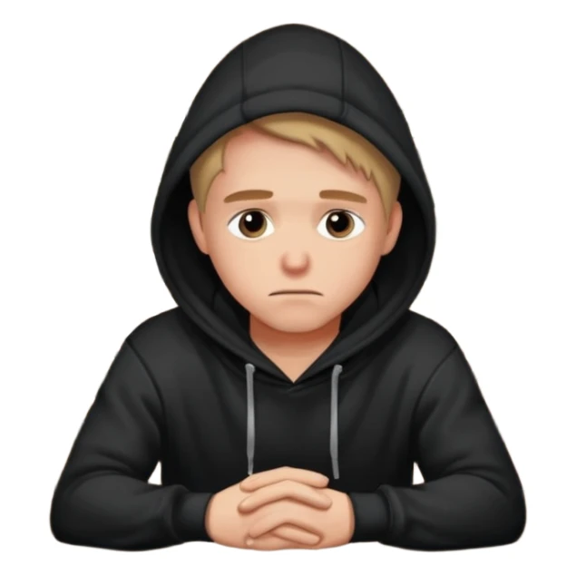 Caucasian in black hoodie sitting sad at bar sticker