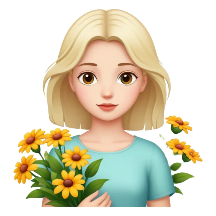 Girl with flowers outdoors sticker