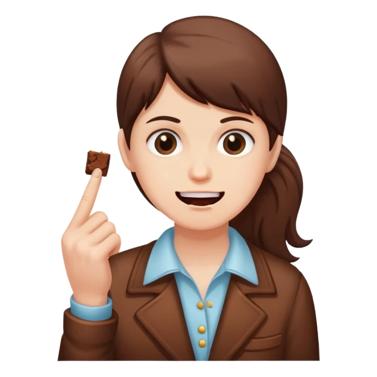 Person eating brownie and sticking up middle finger sticker