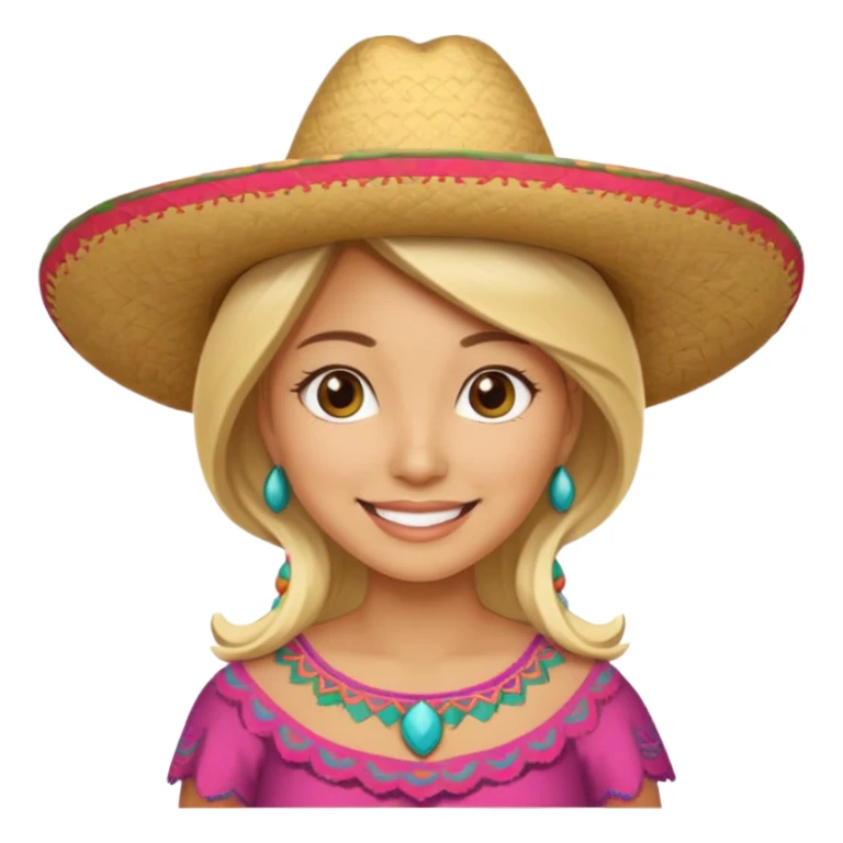 Blonde Mexican woman with a sombrero smiling sticker