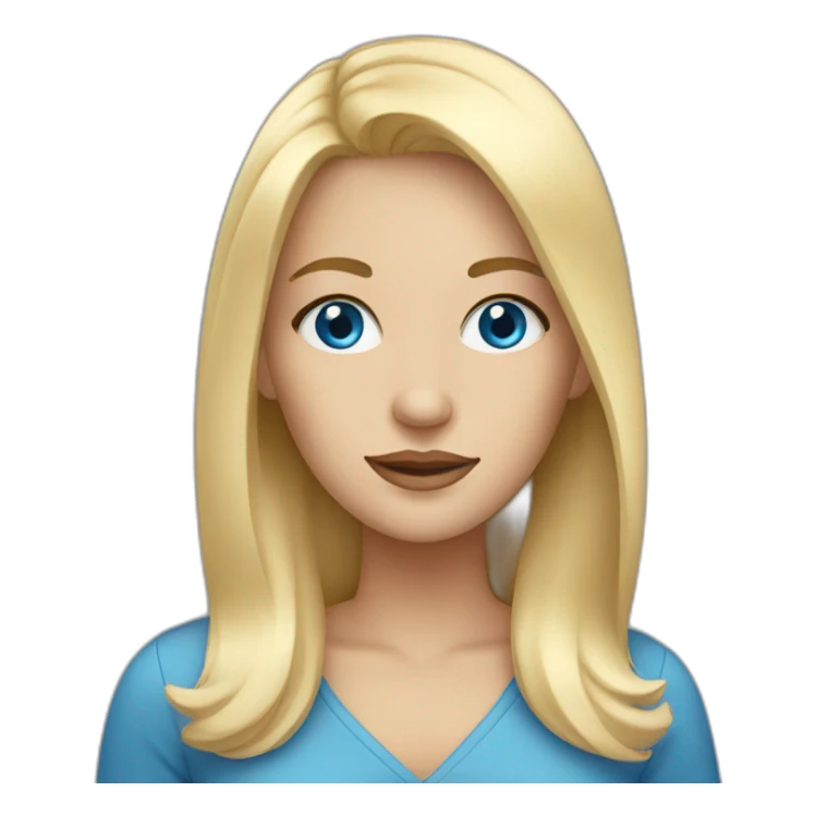 Blonde lady with blue eyes, straight hair  sticker