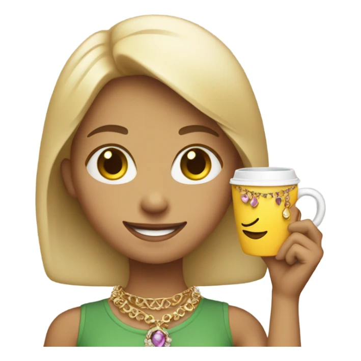 smiling girl with jewelry cup sticker
