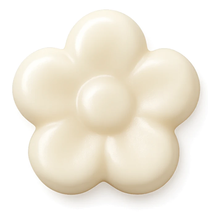 Change the candy to white, keep it flower-shaped, centered, transparent background, no other elements, same style. sticker
