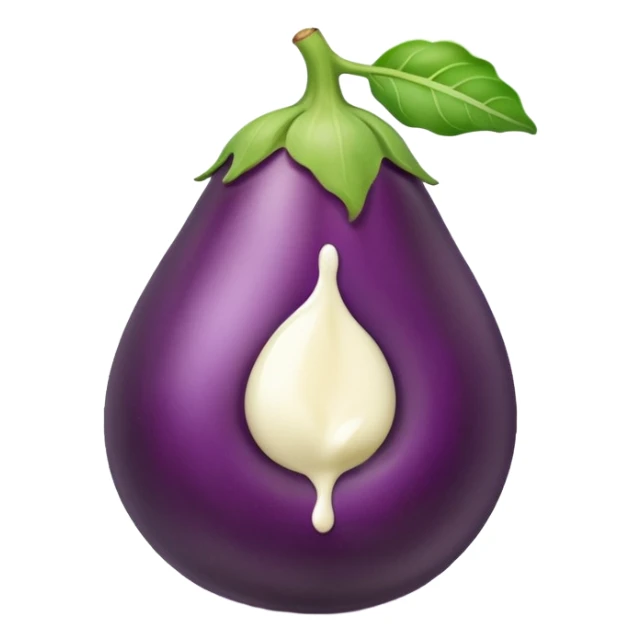 Eggplant inside of a plum with milk sticker