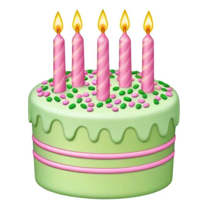 light green and pink birthday cake sticker