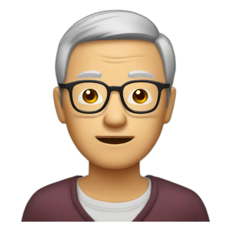 Chinese senior man wear glasses sleepy eyes sticker