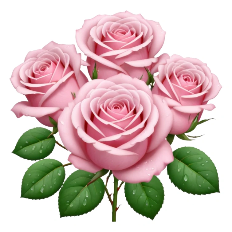 High definition, realistic, pale pink roses full bouquet with tiny dew drops  sticker