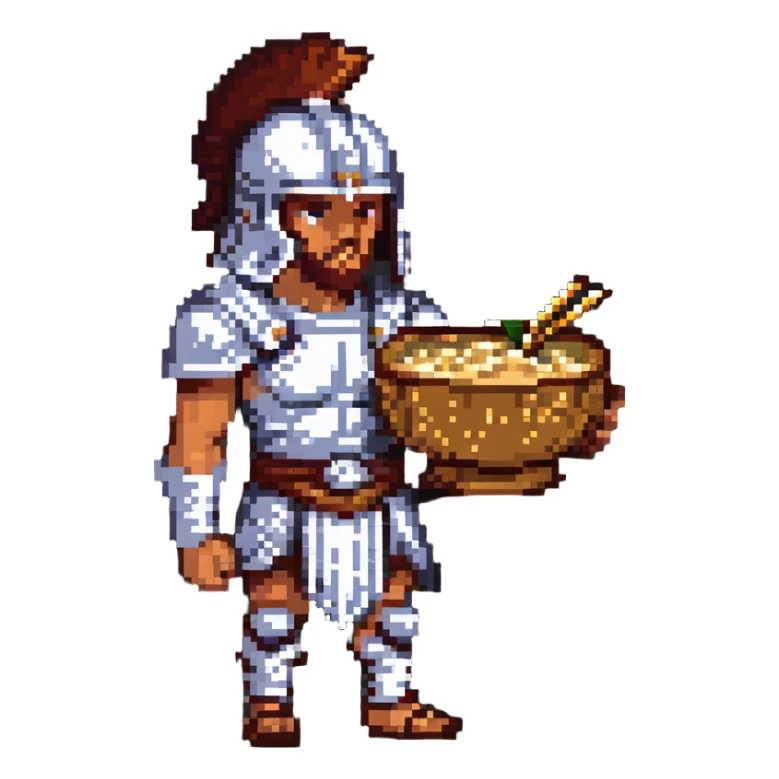 A gladiator holding a bowl of barley sticker
