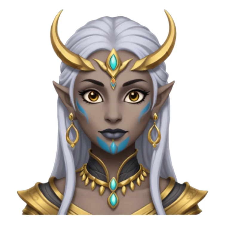 ESO female daedra, lashes and earrings, gray skin sticker