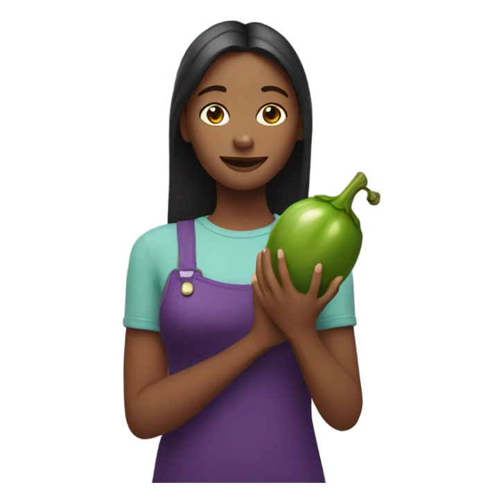 Girl holding eggplant sticker