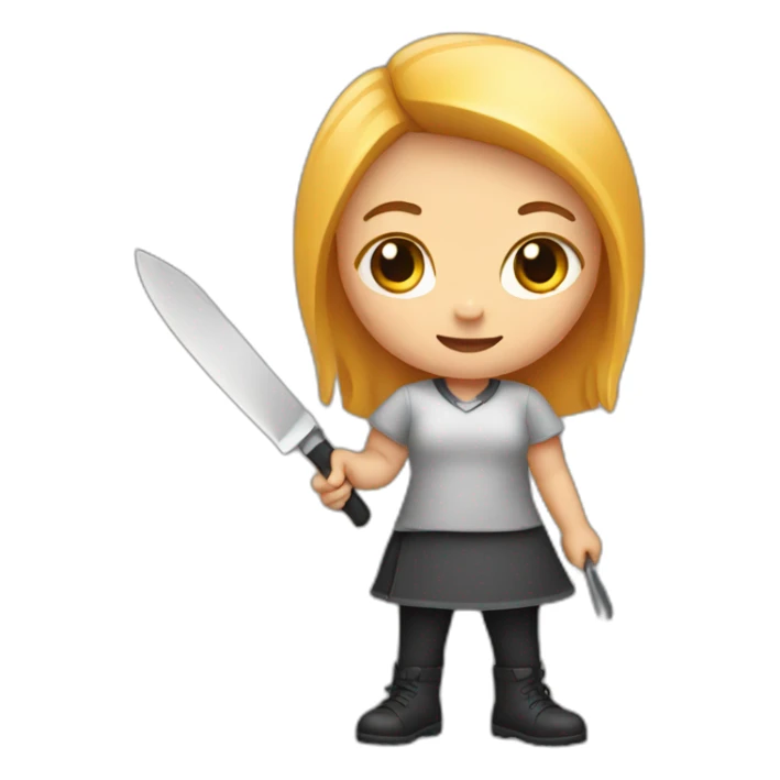 girl holding a knife sticker