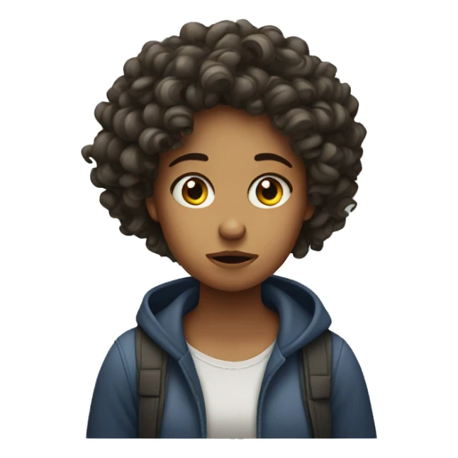 confused and annoyed girl with curly hair  sticker